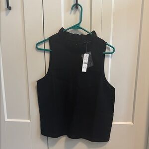 J Crew Black Sleeveless Linen Top with ruffle NWT | Size Small